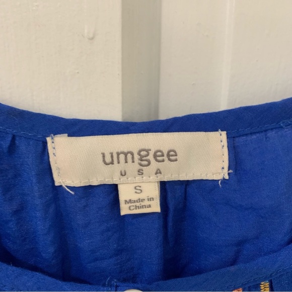 Umgee Women’s Embroidered Boho Lightweight Blue Long Sleeve Top Blouse Size S - Picture 4 of 10